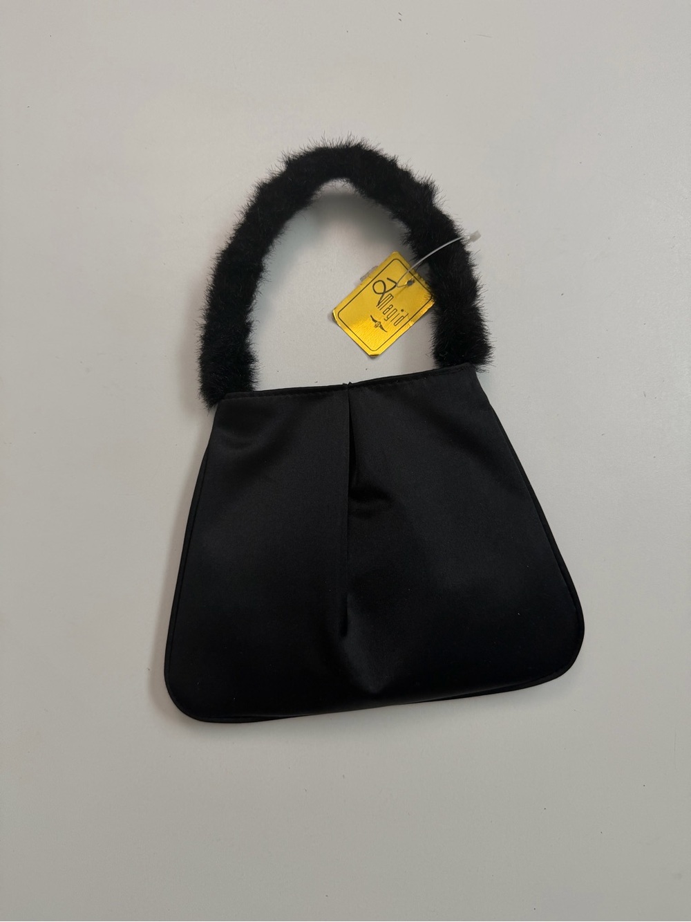 Vintage Magid Purse Mini Satin Faux Fur Party Cocktail Prom Cosplay Retro Black